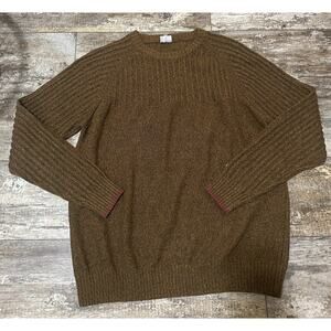 Columbia Knit Sweater Men's Size XL Heather Brown Crew Neck Rib Trim 100% Cotton